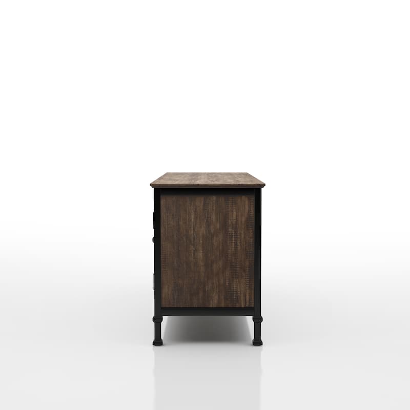 Dele Rustic Oak 60-inch Wood Multi-functional Storage TV Console by Furniture of America