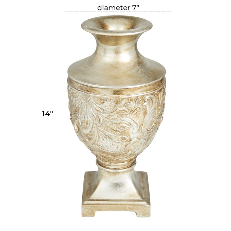 Polystone Carved Decorative Vase - Gold - Roche River Decor