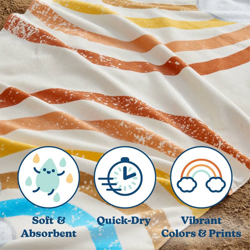 Linery & Co. 100% Cotton Printed Beach Towel for Kids, 30" x 60"