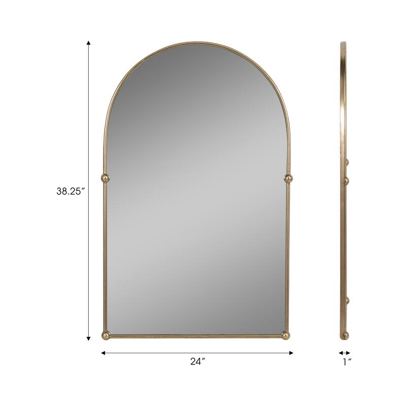 Sagebrook Home Gold Arch Mirror With Knobs, Iron and MDF, 24x38 Inches - 24" x 1" x 38.25"