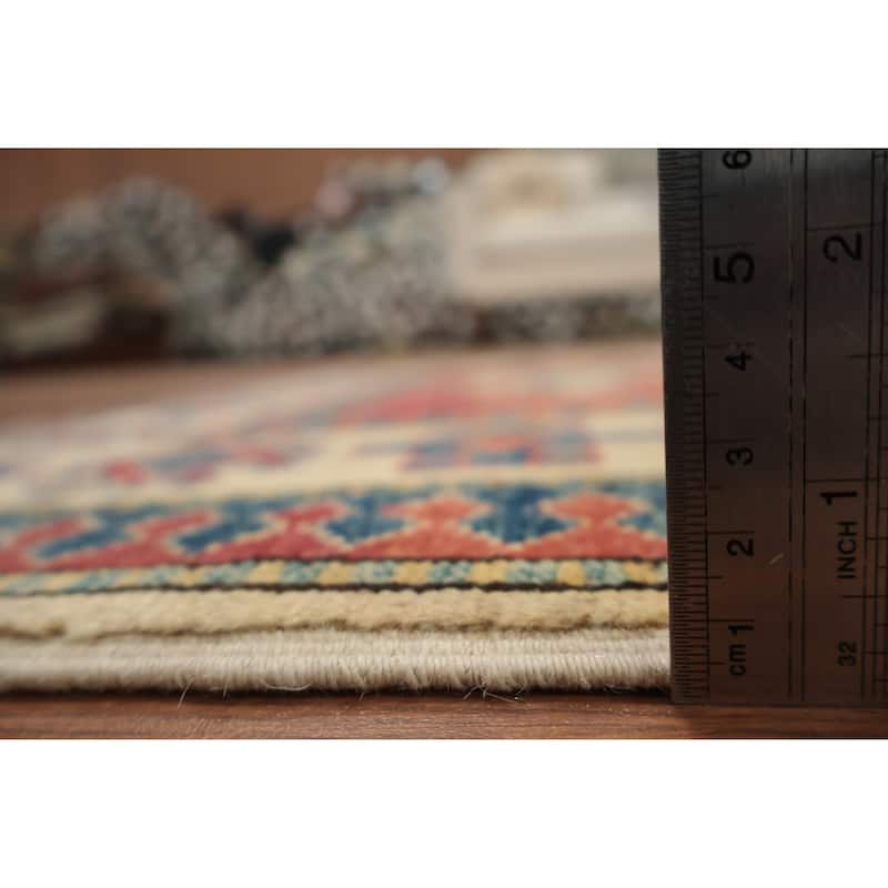 Hand Knotted Oriental 100% Wool Carpet Traditional Geometric Red Kazak Area Rug - 4' 11'' X 3' 8''