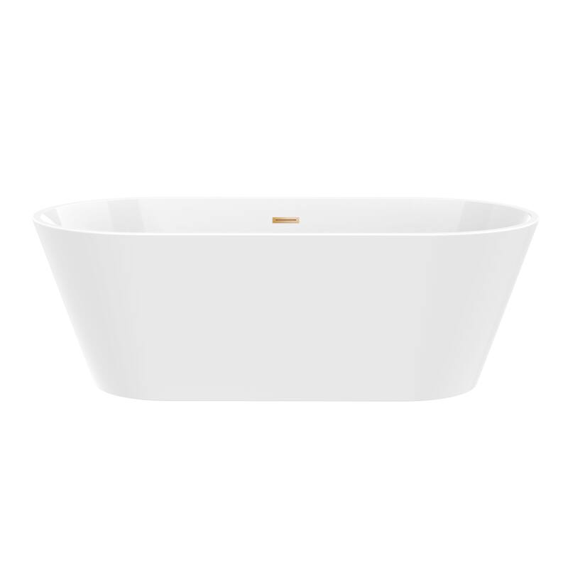 Vanity Art 54" Non-Slip Acrylic Freestanding Soaking Bathtub with Slotted Overflow & Pop-up Drain