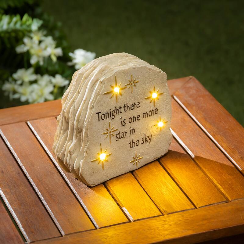 8 in. Solar Sentimental Memorial Resin Garden Statue, Stars
