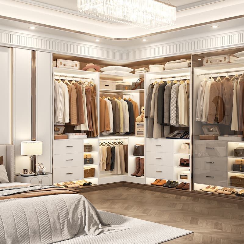 Cimly Set of 3 Freestanding Corner Closet System, Space-saving Closet Organizer for Walk-in/ Reach-in Closet