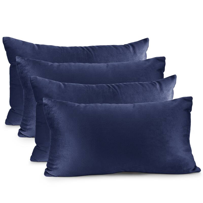 Nestl Solid Microfiber Soft Velvet Throw Pillow Cover (Set of 4) - 12" x 20" - Royal Blue