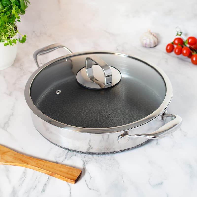 DiamondClad 5 Quart Hybrid Nonstick Stainless Steel Saute Pan with Lid