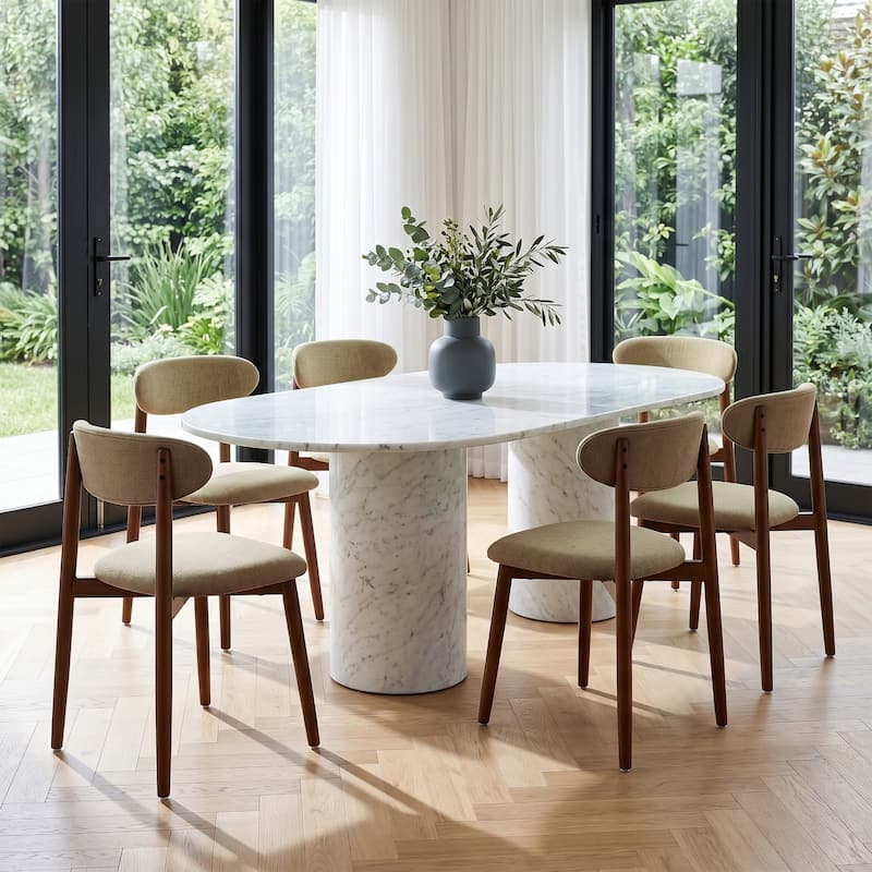 Modern Upholstered Linen Kitchen Dining Chair