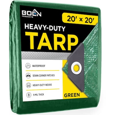 Boen 20 x 20 Green Medium-Duty Polyethylene Tarps
