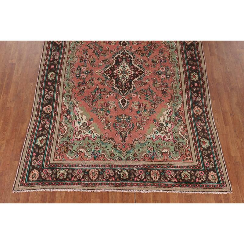 Hamedan Persian Vintage Area Rug Hand-Knotted Wool Carpet - 6'8" x 9'7"