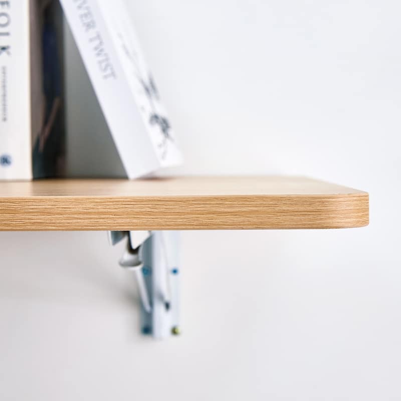 Versatile Folding Side Table Wall Mounted Magazine Holder Workbench Fold Down Desk with Smooth Rounded Corners and Wood Grain