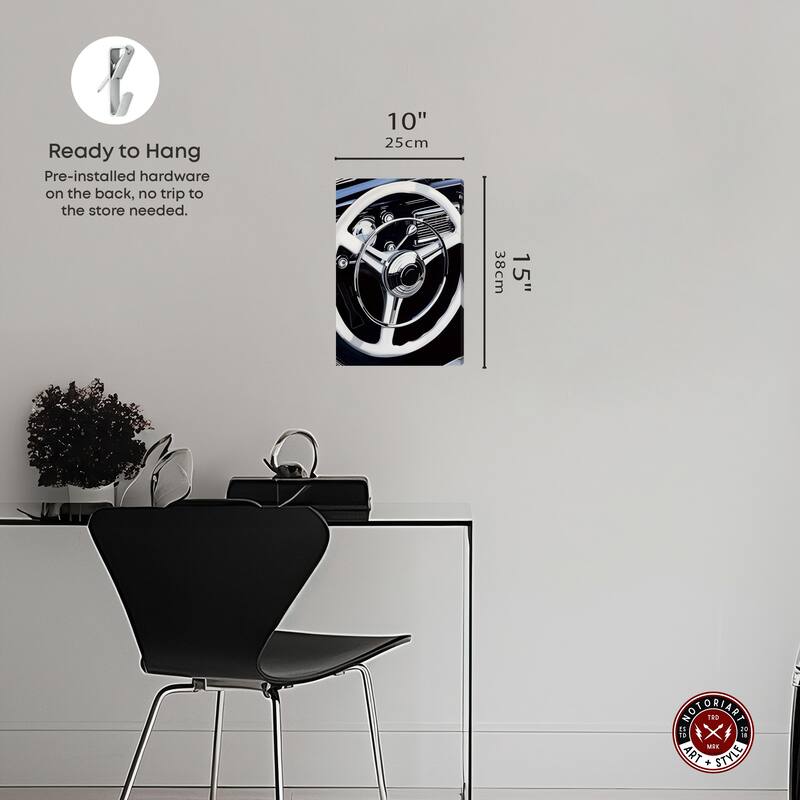 Notoriart Classy Steering Wheel Gallery Wrapped Car 1 Piece Canvas Wall Art