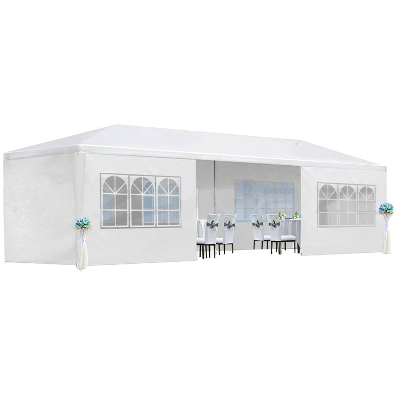 10x30' Wedding Party Canopy Tent Outdoor Gazebo with 8 Removable Sidewalls - White