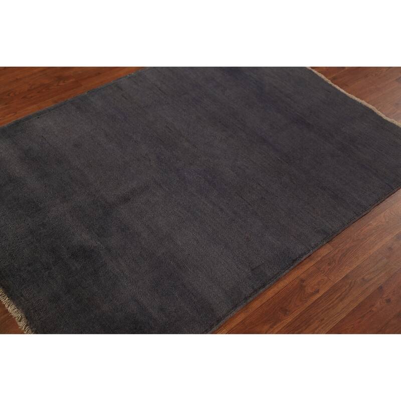 Gray Blue Gabbeh Modern Rug Handmade Wool Carpet - 3'5" x 4'10"