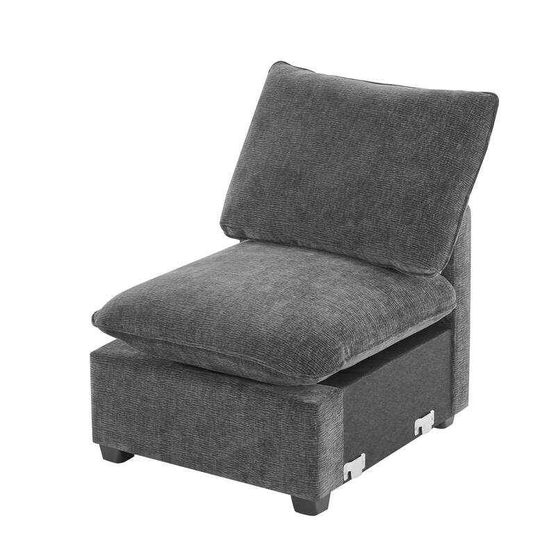 30x26" Single Seat Sofa Module, Deep Seat, Chenille, Dark Gray, Flex Combo, Foam Cushion