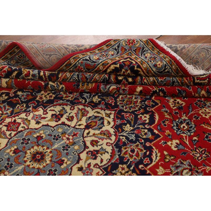 Traditional Red Kashan Turkish Area Rug Machine Made Carpet - 9'8" x 12'3"