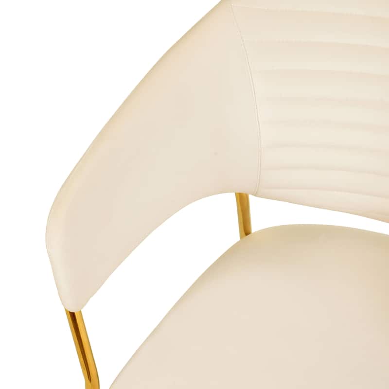 LeisureMod Bella Modern Mid-Century Leather/Velvet Dining Chair in Gold Stainless Steel Armchair for Home & Kitchen Banquet