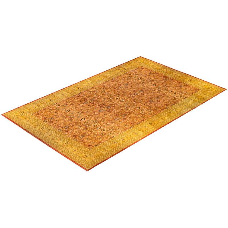 Overton Handknotted Wool Vintage Inspired Traditional Mogul Orange Area Rug - 18' 7" x 11' 10"
