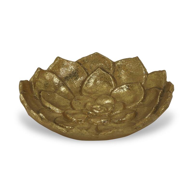Cheung's Handmade Gold Leaf Cast Iron Lotus Table Decor - Large