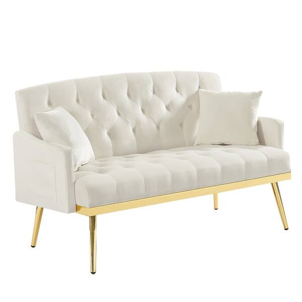 Modern Elegant Velvet Sofa, Accent Sofa Loveseat Sofa with Gold Metal