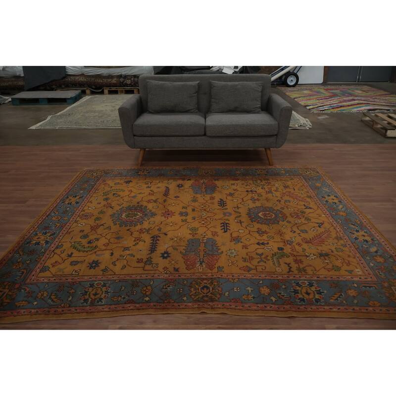 Hand Knotted Oriental 100% Wool Carpet Transitional Floral Oranges & Rust Oushak Area Rug - 8' 0'' X 6' 7''