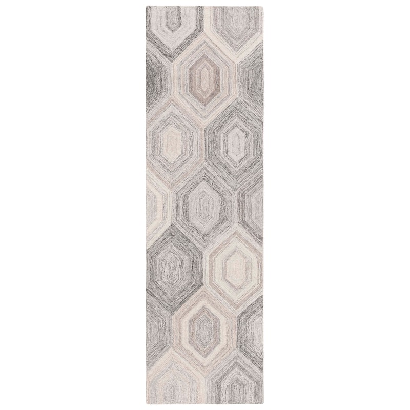 SAFAVIEH Handmade Abstract Zaide Modern Wool Rug - 2'3" x 8' Runner - Natural/Grey