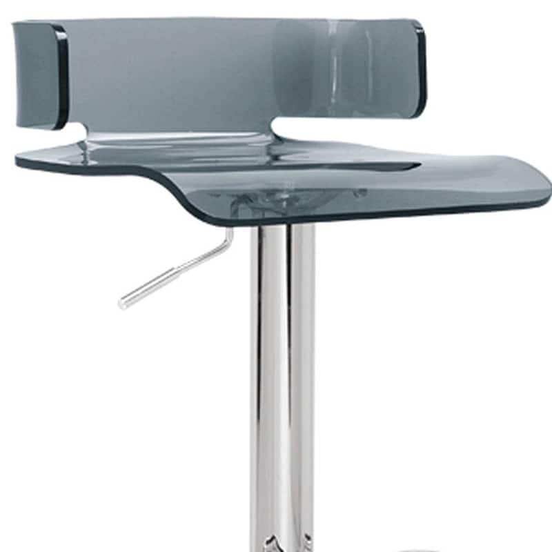 Acrylic Adjustable Height Pedestal Bar Chair with Swivel and Footrest - 16” x 15” x 26” (D x W x H)