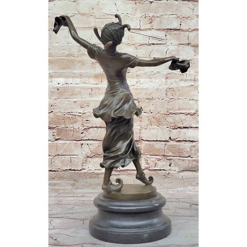 Art Deco Bronze Performer Dancer Girl By Colinet On Marble Base