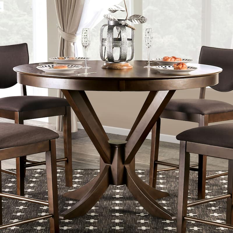 Furniture of America Oskam Traditional 53-inch Solid Wood Counter Height Table - Walnut