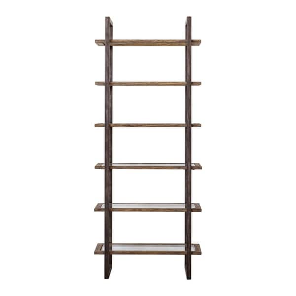 slide 2 of 6, Uttermost Olwyn 36" Wide 6 Shelf Iron Shelving Unit Aged Steel