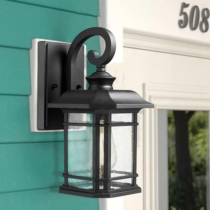Outdoor Wall Lantern, 1-Light Black/White Outdoor Wall Sconce