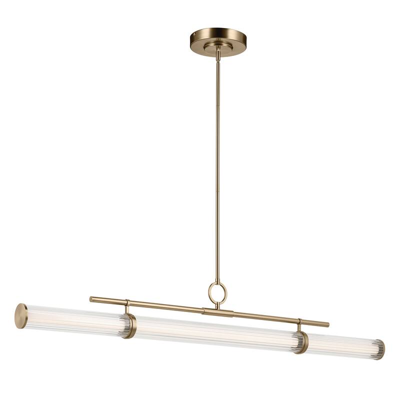 Riven 60.25 Inch LED 1 Light Linear Chandelier with Clear Fluted Glass in Champagne Bronze
