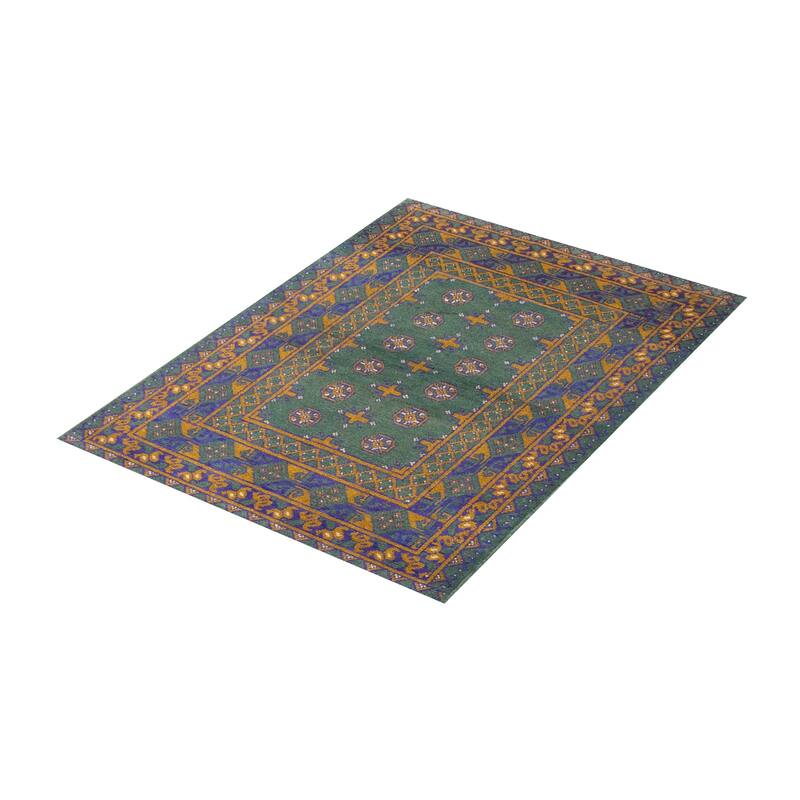 ECARPETGALLERY Hand-knotted Afghan Green Wool Rug - 3'3 x 4'9