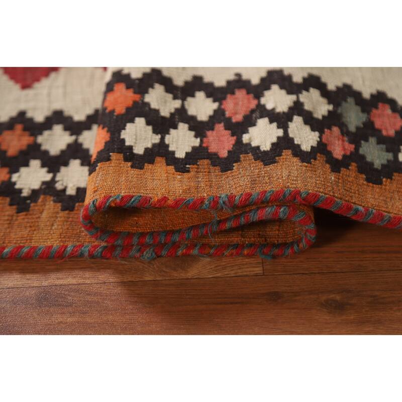 Vegetable Dye Flatweave Tribal Kilim Qashqai Persian Vintage Rug - 4'4"x 7'0"