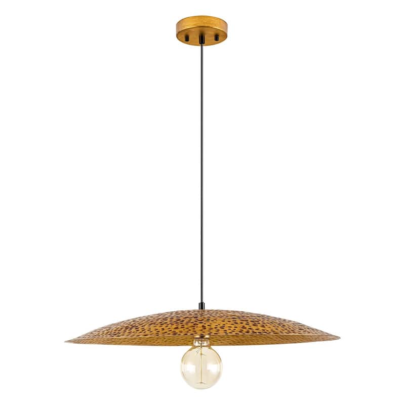1-Light 24"Wide Oversized Retro Hammered Textured Gold Dome Pendant Light