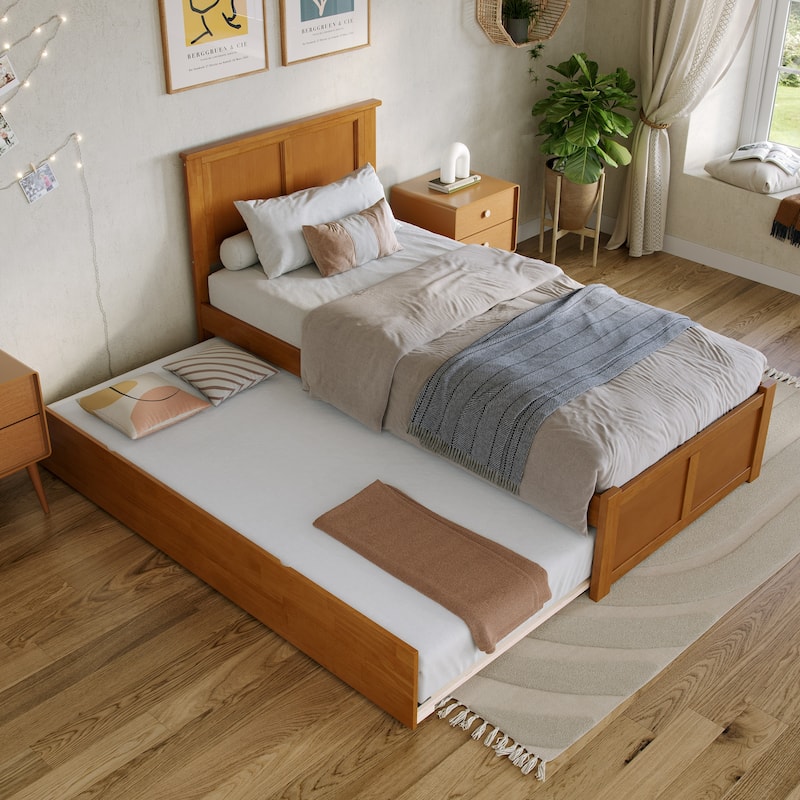 AFI Madison Platform Bed with Footboard & Twin XL Trundle