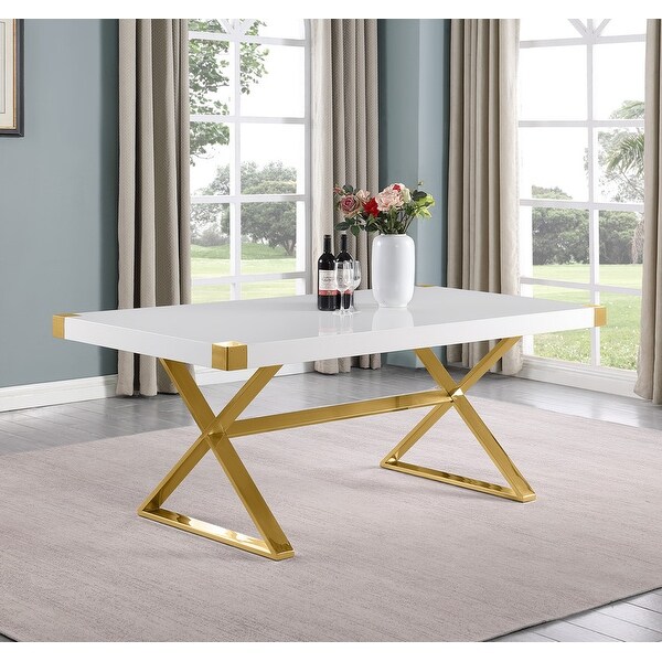 Best Quality Furniture D440 3 Dining Table with Smooth White Lacquer Wood Top Dining Table On Sale Bed Bath Beyond 39876010