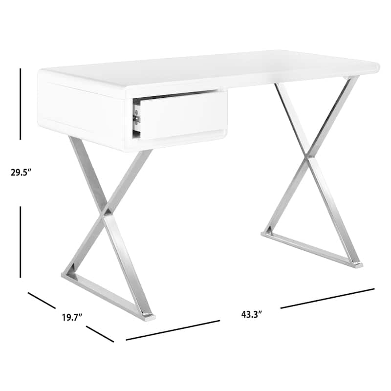Safavieh Modern Glam Hanover White/ Chrome Desk