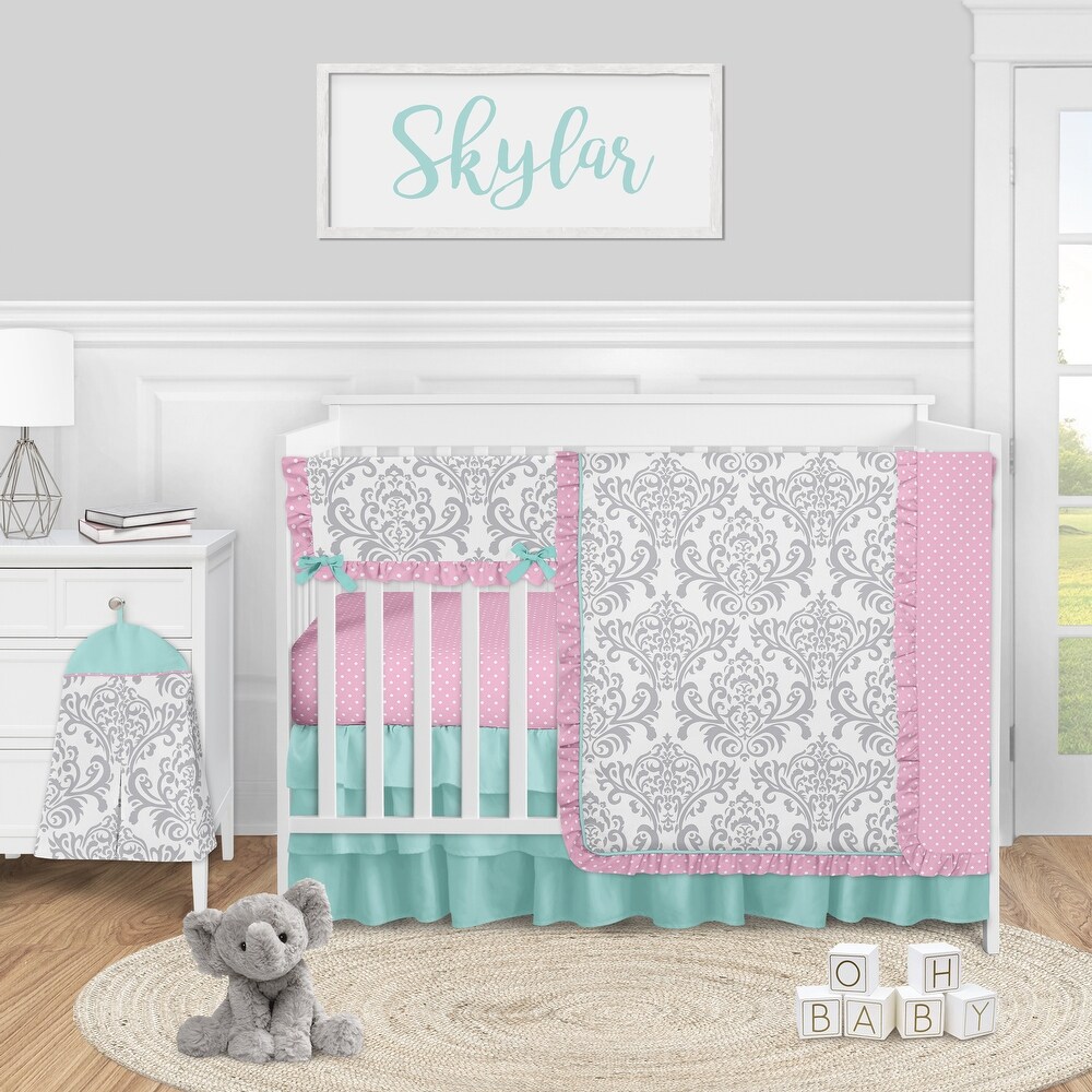 We skipped over the butterfly and flower themed baby bedding that we found in babies r us and buy buy baby and chose a damask baby bedding set that we saw. wonder baby store