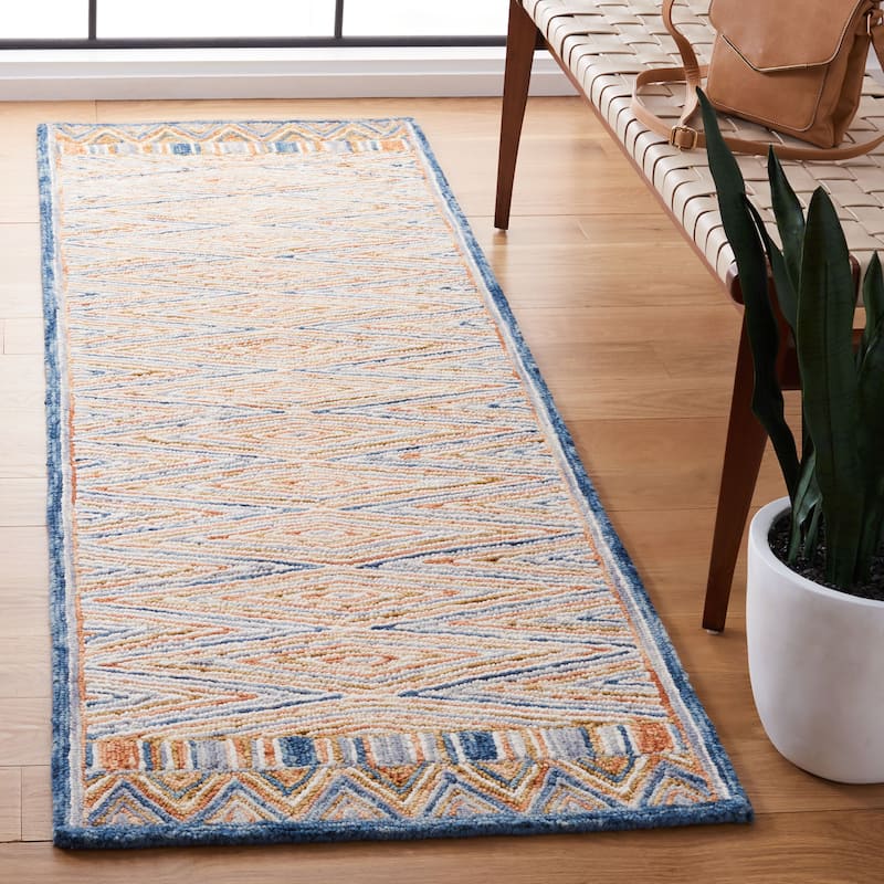 SAFAVIEH Handmade Aspen Lavrenti Boho Tribal Wool Rug - 2'3" x 9' Runner - Gold/Rust