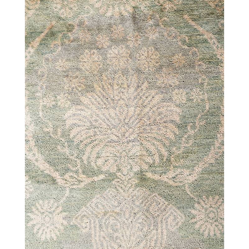 Ikat One-of-a-Kind Hand-Knotted Area Rug, Green - 9' 1" x 12' 2"