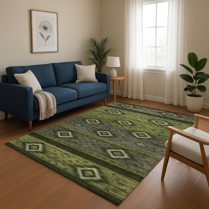 Premium Washable Super Soft Global Boho Mayfield Rug - Aloe - 5' x 7'6"