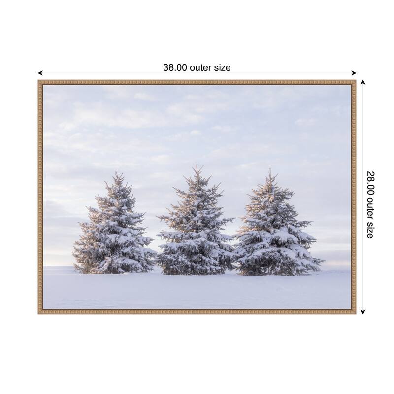 Kate and Laurel Sylvie Beaded Snowy Pine Trees Framed Canvas by Stephanie Klatt