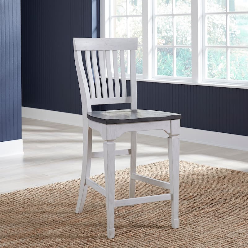 Allyson Park White and Charcoal 5 Piece Gathering Table Set with Chairs