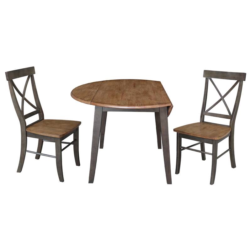 42" Solid Wood Round Dual Drop Leaf Table with Dining Chairs
