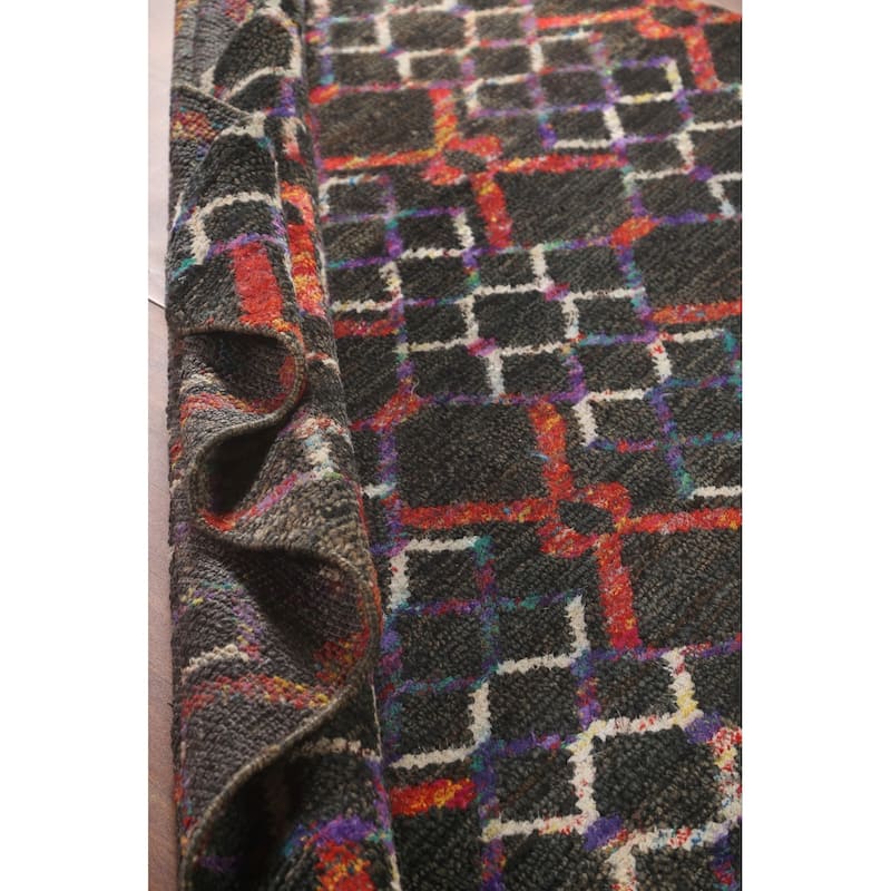 Trellis Abstract Persian Area Rug Hand-Knotted Wool Carpet - 5'8" x 8'6"