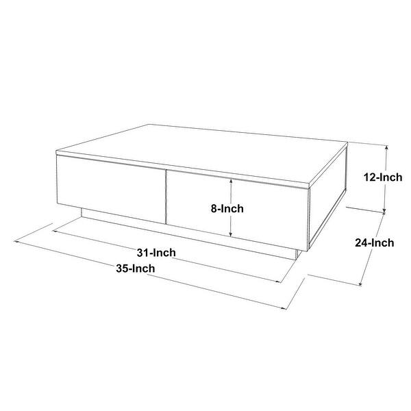 35 Inch Modern Rectangular Plinth Base Coffee Table with Storage