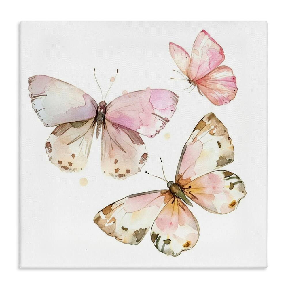 Stupell Soft Watercolor Butterfly Trio Canvas Wall Art Design By LSR Creative Studio