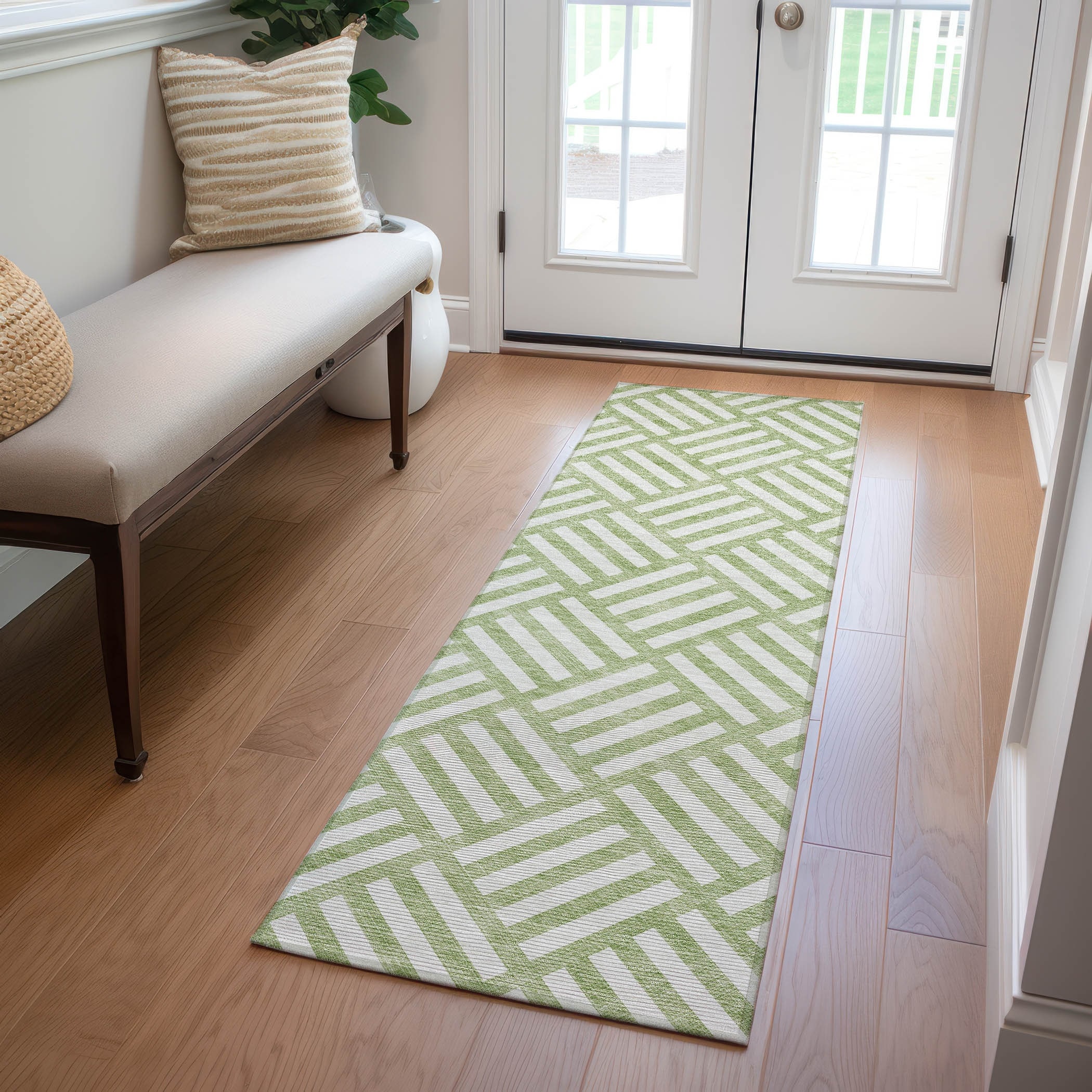 Machine Washable Indoor/ Outdoor Chantille Modern Geo Rug