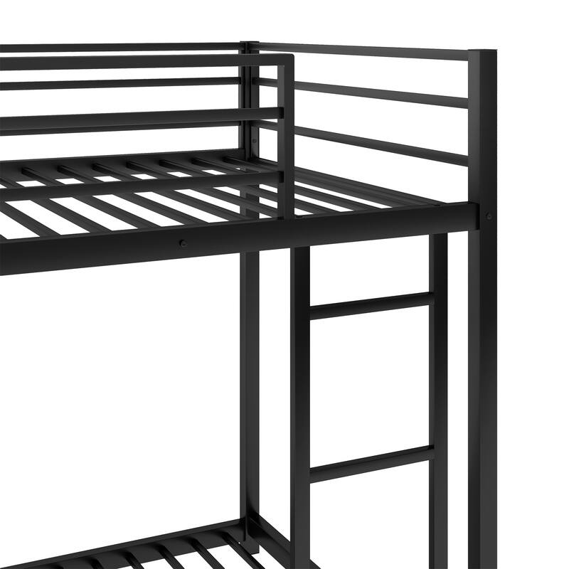 Twin/Full Kids Metal Bunk Bed, Metal Bedframe with Safety Guardrail and Ladder for Dorm,Bedroom,Guest Room,No Box Spring Needed