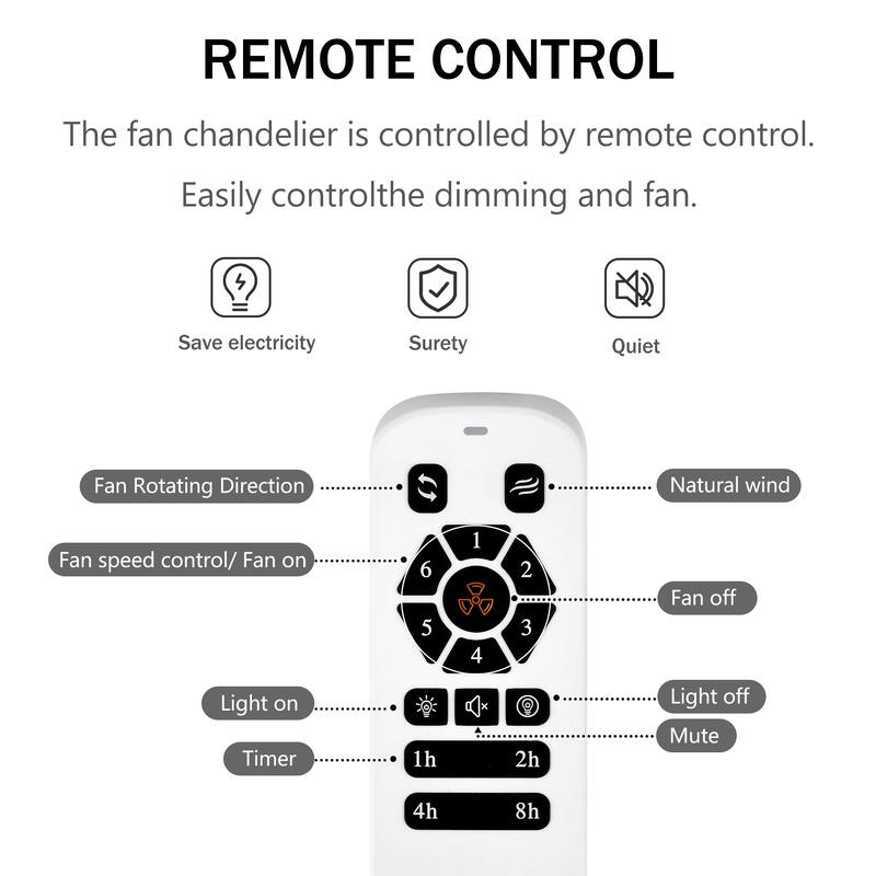 Classic Ceiling Fan Light with Lighting and 6 Speed Settings, Reversible DC Motor for Bedroom and Living Room